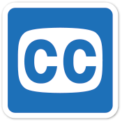 Símbolo azul com tela de 📺 com a sigla CC