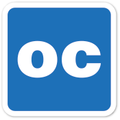 Símbolo azul com a sigla OC