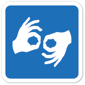 Símbolo azul com duas mãos fazendo o sinal de OK, sendo uma delas de forma invertida.
